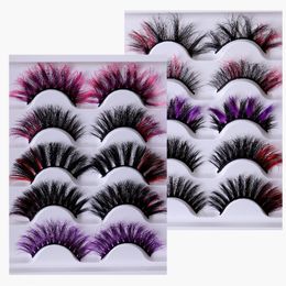 Hand Made Reusable 5 Pairs Colour False Eyelashes Set Soft Light Thick Curly 3D Fake Lashes Multilayer Eyelash Extensions Makeup Accessory For Eyes