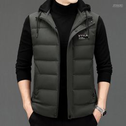 Men's Vests Brand Casual Fashion Sleeveless Vest Jacket With Hood Windbreaker Waistcoat Winter Mens Clothes Phin22