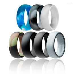 Wedding Rings 8mm Wide Silicone Ring 7pc/set Band Camouflage Silver Rubber For Men Women Finger Jewellery Gift Anillo De Silicona Wynn22