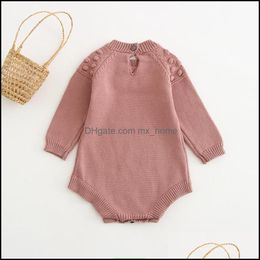 Rompers Autumn And Winter Baby Knitted Romper Polka Dot Girl Jumpsuit Cling Clothes 1715 Mxhome Dhkie