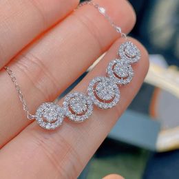 silver gemstones UK - Ins Top Sell Smile Face Pendant Sweet Cute Luxury Jewelry 925 Sterling Silver Pave Round Cut White Topaz CZ Diamond Gemstones Party Women Clavicle Necklace Gift