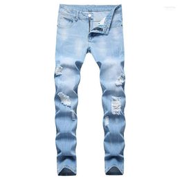 Men's Jeans Mens Fashion Personality Ripped Slim Fit Zipper Stretch Denim Trousers Super Skinny Arrival Clothing Naom22