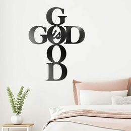 Black Metal Cross God is Good Sign Wall Decor Religious Kitchen Decor