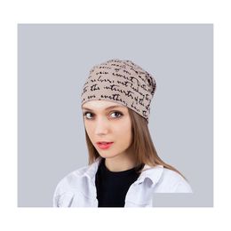 Beanie/Skull Caps Autumn Winter Europe Women Letters Hat Beanies Skl Big Girls Lady Warm Hats Drop Delivery Fashion Accessories Scar Dhjnm