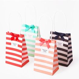 Gift Wrap Cross Stripe Paper Party Loot Bags Handle Candy Bag Wedding Birthday Kraft Wrapping Supplies TJM9208Gift