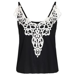 Sexy Vintage Lace Panel Black Chiffon Blouse Camisole Top sexy top white shirt plus size 220316