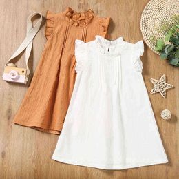 New 2021 Summer Baby Girls Sleeveless Dresses Kids Girl Cotton Princess Dress Clothing Kids Casual Fashion Dress 1-6Yrs G220506