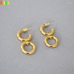 Dangle & Chandelier Kshmir 2022 Fashion Women's C - String Metal Earrings Round Simple Gold Girl Chic Jewellery Gift 228FJ-1