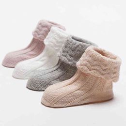 New autumn and winter solid Colour baby toddler socks cotton double needle lace loose mouth anti-slip foot L220716