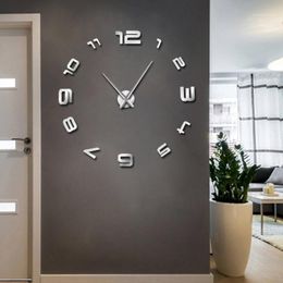 Wall Clocks Acrylic Mirror Large Clock Arabic Numerals Mute Living Room Decoration Electronic