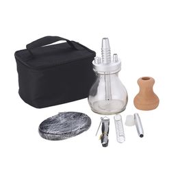 Glass Hookah Set Silver Travel Shisha Narguile Complete with Hookah Silicone Hose Hookah Mouthpieces Shisha Accessories