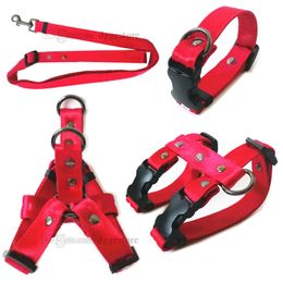 Trendy Dog Collars Leashes Set Designer Dog Harness Seat Belts Printed Letter SUP Pet Collar for Small Medium Big Dogs Cat French Bulldog Poodle Corgi Pug Red B54