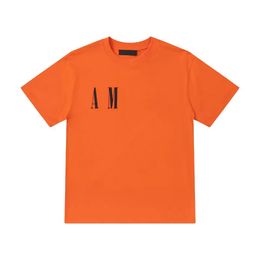 Orange Mens T shirts Letter printed Womens Designer Quality Round Neck Clothes Tee Shirt for mens and womens