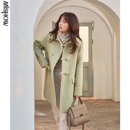 MISHOW Winter Wool Coats For Women Mid Calf Double Breasted Large Pocket Solid Overcoats Outdoor Female Coats MX20D9698 201215