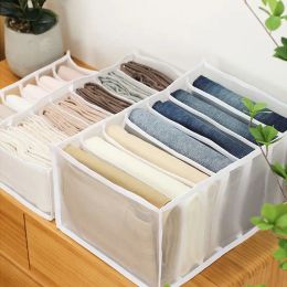 Jeans Compartment Storage Box Closet Clothes Drawer Mesh Separation Stacking Pants Divider Can Washed Home Organiser