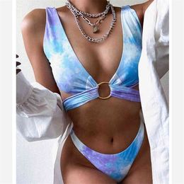 2 Piece Bikini Push Up Beach Wear Swimwear Swimsuit Women Sexy Bathing Suit Biquini Maillot De Bain Femme Tie Dye Tankini 210319