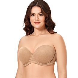 Women's Underwire Contour Multi Way Full Coverage Invisible Strapless Bra Plus Size Push Up Silicone Slightly Padded 220519