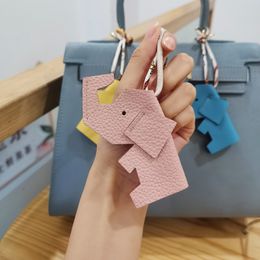 designer leather elephant rabbit pendant Bag Parts lychee pattern cowhide ornament car key chain bags decoration 100% genuine leather Accessories girls toys HBP