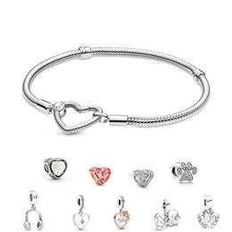 925 Silver Charms bangle Love Heart Button Jewellery Making Beads Fit Pandora Bracelet