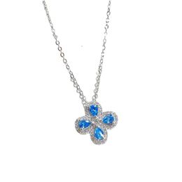 Pendant Necklaces 1pc Silver Color Ladies Necklace Alien Fashion chain blue stone