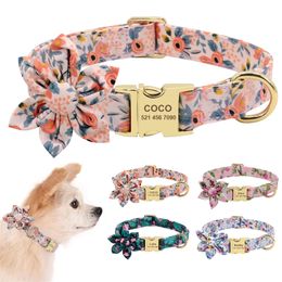 Dog Accessories Pet Puppy Cat Collar Custom Nylon Printed Dog Nameplate Collar Personalised Engraved ID Tag Collars Small Dogs 220608