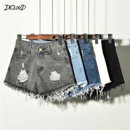 Hole Irregular Large Size Denim Shorts Female Jeans Women High Waisted Short Femme Push Up Skinny Slim Denim Shorts 4XL 220701