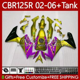 OEM Fairings For HONDA CBR-125 CBR 125 R CC 02-06 Bodywork 124No.118 CBR 125R 125CC CBR125R 2002 2003 2004 05 06 CBR125RR CBR-125R 02 03 04 2005 2006 Pink Golden Body +Tank