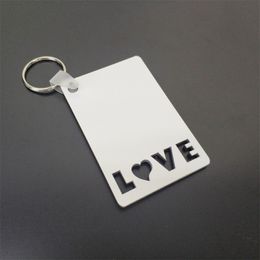 Sublimation MDF Keychains Party Favor Heat Press Double Sides Printing LOVE GRAD DAD MOM SENIOR Key Rings DIY Gift