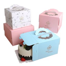 Gift Wrap 5pcs 6/8 Inches Cake Packaging Paper Box Birthday Wedding Event & Party Bakery Favours Handmade Handle BoxGift