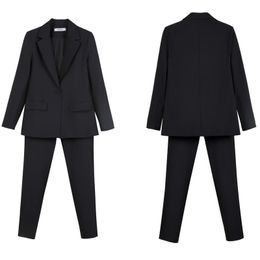 Spring Work Pant Suits OL 2 Piece Set for Women Business Interview Set Uniform Blazer and Pencil Pant Office Lady sui