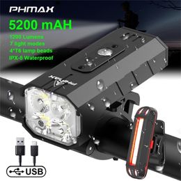 PHMAX Bike Light Headlight USB Rechargeable Super Bright Lamp Front Lights Fits All Bicycles MountainRoad Bicycle Accessories 220721