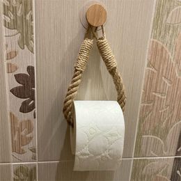 Nailfree Holders Bathroom Hook Toilet Paper Holder Rack Beige Hemp Colour 220611