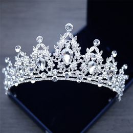 Crystal Bridal Crown Silver Colour Diadem Veil Tiaras Wedding Hair Accessories Headpieces Head Jewellery 220726