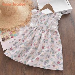 Bear Leader New Flowers Girls Dresses 2022 Summer Kids Lace Floral Cotton Print Dress Princess Party Clothes Children Vestido G220518