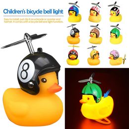 Bicycle Duck Riding With Light Broken Motor Small Accessories Led Lights Bike Wind Helmet Bell Yellow MTB Road Cycling Airqc