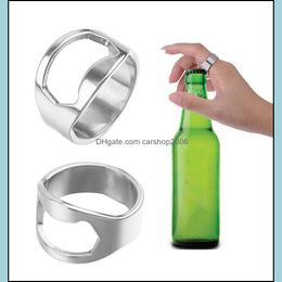 Openers Kitchen Tools Kitchen Dining Bar Home Garden 22Mm Portable Mini Ring Beer Bottle Opener Stainless Steel Finger Ring-Shape Dhwyr