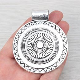 Pendant Necklaces X Silver Color Boho Bohemia Tribal Large Big Round Medallion Charms Pendants For Necklace Jewelry Making Findings 77x64mmP