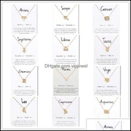 Pendant Necklaces Pendants Jewelry 12 Constellation Signs With White Gift Card Zodiac Charm Gold Chains For Men Women Fashion In Bk Drop D