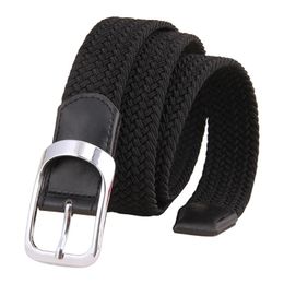 Belts Canvas Belt Double Pin Buckle Fashion Women Men Woven Elastic Braided Stretch Straps PantsBelts