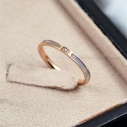 Wedding Rings Martick 316L Stainless Steel Gold Color Thin Ring Shell Small Tail Girls Fashion Single Finger R17