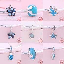 925 Sterling Silver Dangle Charm Starfish Sea Turtle Seahorse Pendant Shell Dolphin Cute Beads Bead Fit Pandora Charms Bracelet DIY Jewellery Accessories