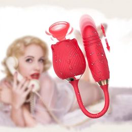 Vibrator Sex Toy Massager Green Red Black Rose Flower Shape Adult Juguetes Uales Masturbators Clitoris Sucking Toys 2 in 1 for Woman T7YA