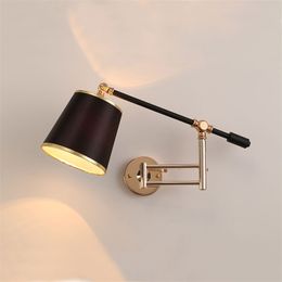 Creative Adjustable Arm Lamp Iron Modern Wall Sconces Indoor Lightings For Restaurant Bar Corridor Aisle Living Room Lights 220705