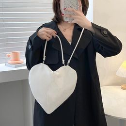 Evening Bags Designer Heart Shaped Solid Colour Shoulder Bag Women&#39;s PU Leather Crossbody Luxury Handbag And Purse Female Tote Clutch