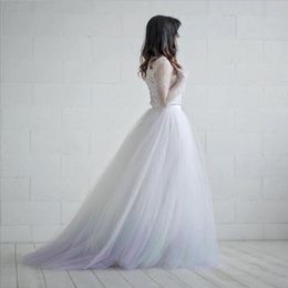 tulle ball gown wedding skirt UK - Skirts Elegant White Floor Length Tulle Ball Gown Women To Wedding High Waist Formal Long Puffy Bridal Party Zipper Style