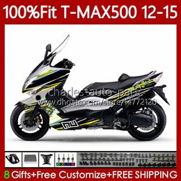 Injection Body For YAMAHA MAX-500 TMAX MAX 500 2012-2015 Bodywork 113No.136 TMAX-500 T-MAX500 TMAX500 12 13 14 15 T MAX500 2012 2013 2014 2015 OEM Fairings Yellow line
