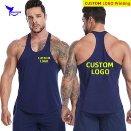 Estate Uomo Cotone Allenamento Palestra Camicia senza maniche Sport Stringer Canotte Canotte da corsa Gilet fitness Canottiera personalizzata 220608