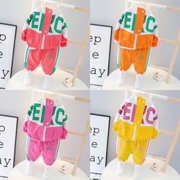 Autumn Kid Boy Girl Clothing Set New Casual Tracksuit Long Sleeve Letter Zipper Sets Infant Clothes Baby Pants 1 2 3 4 5 Years 1391 D3