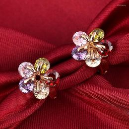 Hoop & Huggie Fashion Jewellery Flower Earing For Women Colourful Cubic Zirconia Earings Design Wedding Earring Brinco Bijoux Moni22