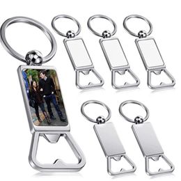 Sublimation Blank Beer Bottle Opener party favor Keychain Metal Heat Transfer Corkscrew Key Ring Household Kitchen Tool Free DHL